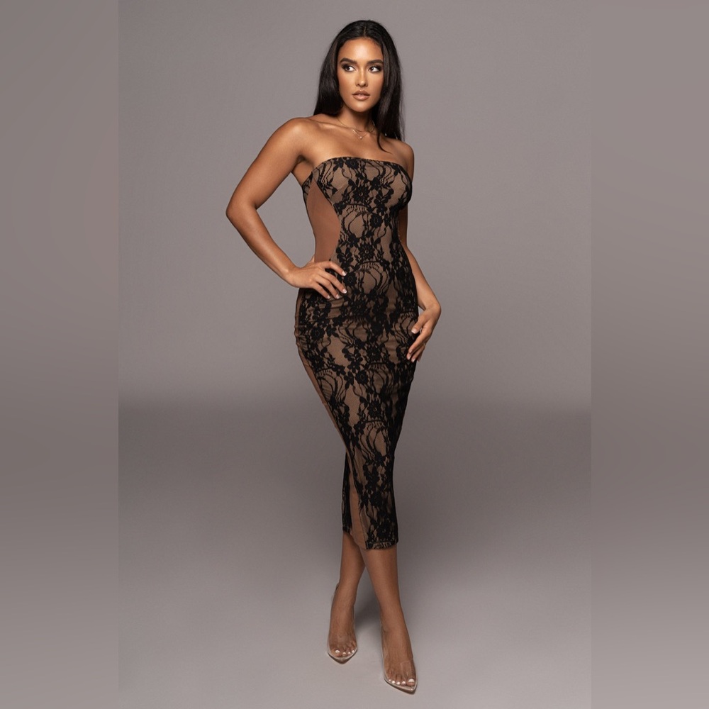 JLUXLABEL Noir/Tan Easy To Love Dress •Medium • NWT